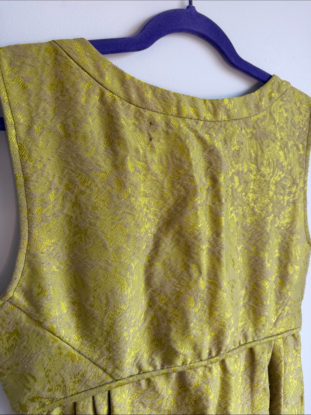 Yellow-Green Textured Ruffle Zip Front Dress - Picture 7 of 7